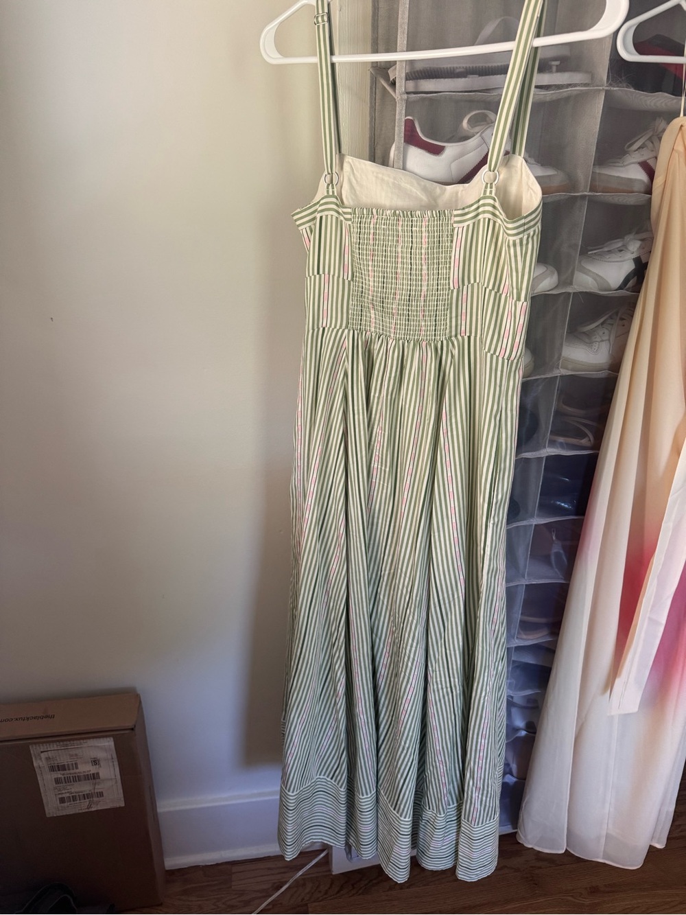 Hill House Margot Dress in Green Jacquard Stripe - Picture 8 of 10